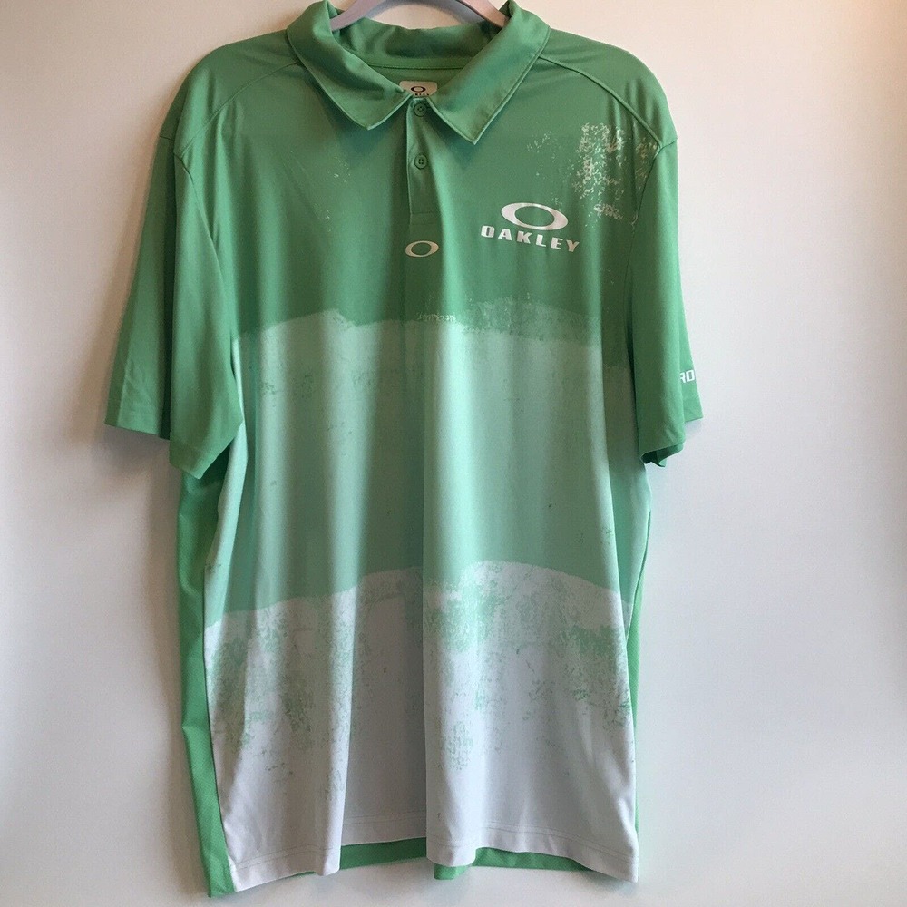 Oakley Golf Polo Shirt Mens 2 Extra Large Pullover Stretch Casual Green White